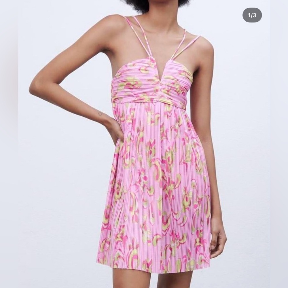 ZARA Pink Floral Strappy Dress